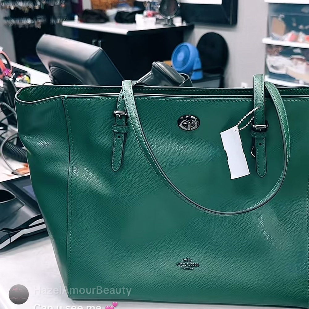 Coach Forest Green Leather Tote